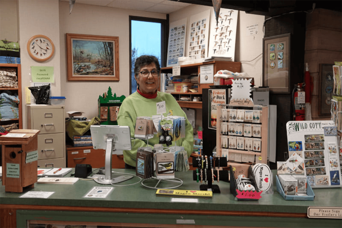 Volunteer at counter.